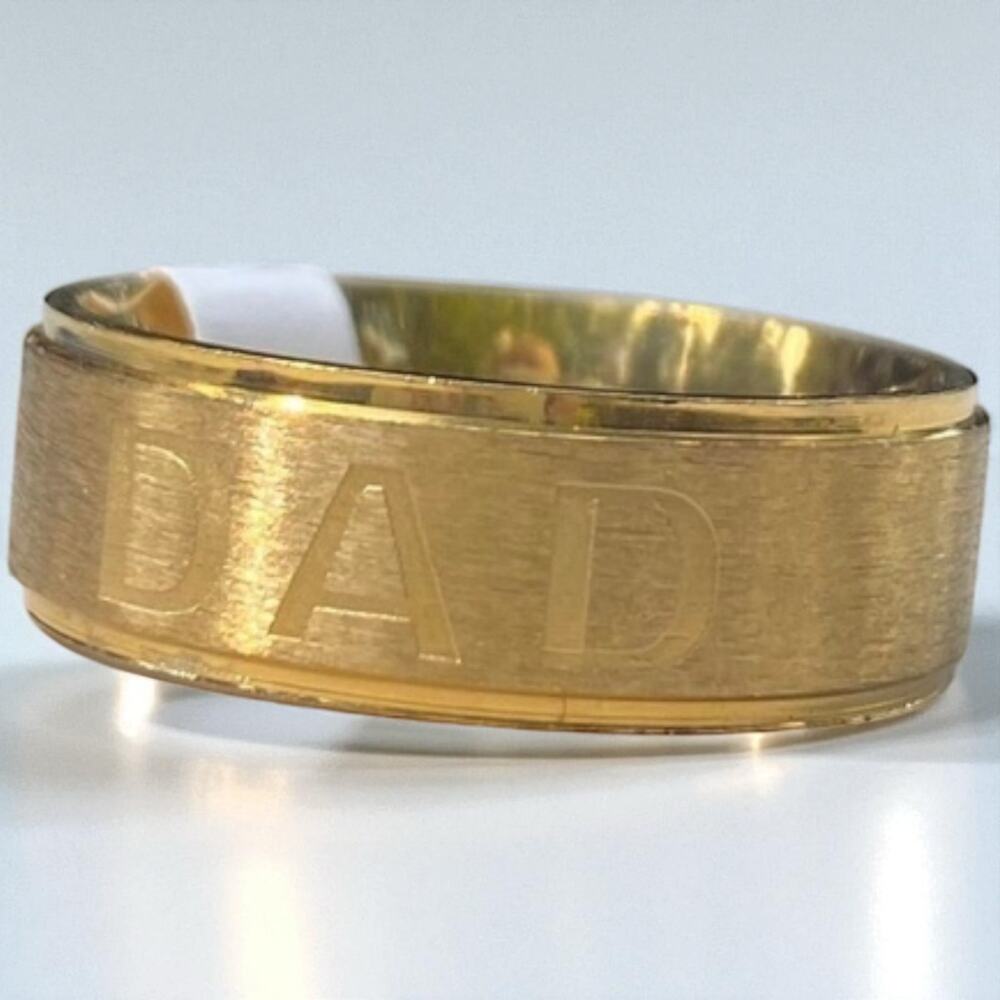 Gold Stainless Steel Dad Ring Size 11